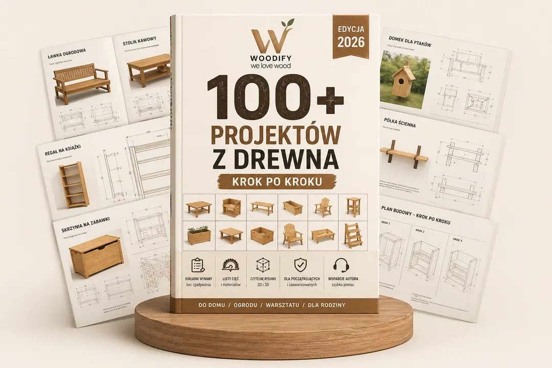 Okładka: 100+ projektów z drewna krok po kroku
